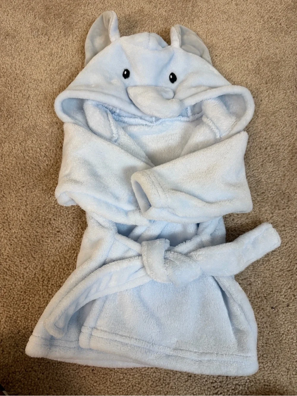 Hudson Baby Light Blue Plush Hooded Kids Robe with Animal Ears
